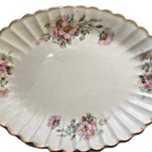 Wild Rose Golden Ware Sebring 22k Pure Gold Oval Serving Platter Dish Vintage
